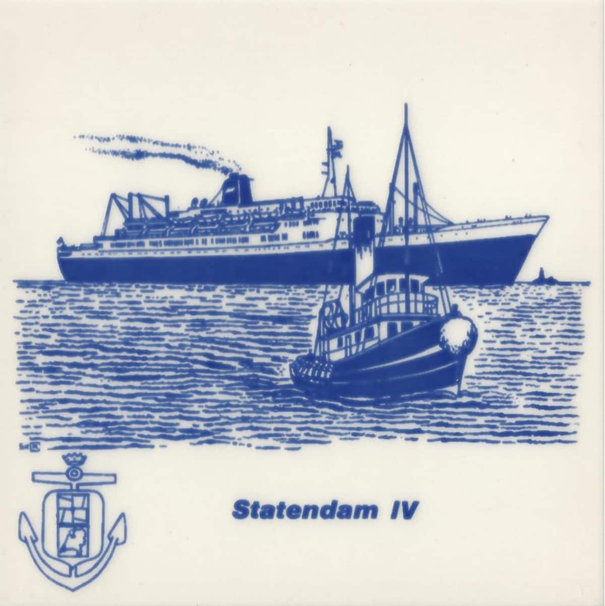 Holland America Line commemorative tile, Statendam IV, 1978