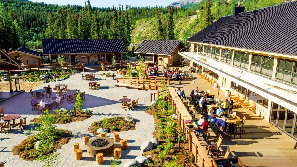 Denali Square is a great gathering area at the McKinley Chalet Resort.