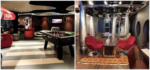 Every HAL ship has a dedicated area for teens called The Loft, like those seen here on Nieuw Amsterdam, left, and Ryndam.
