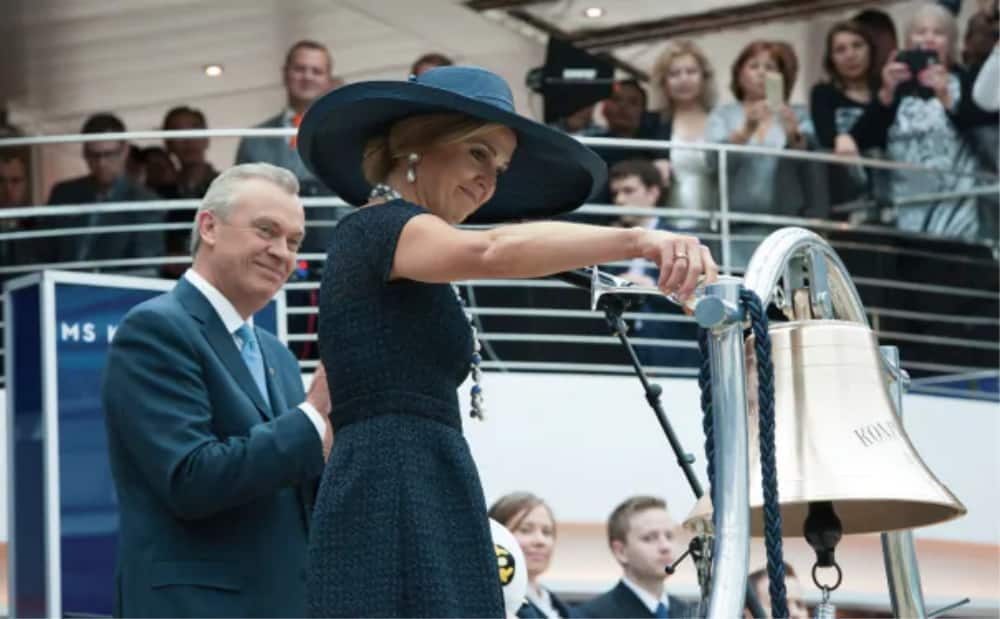 Her Majesty Queen Máxima of the Netherlands naming Koningsdam in 2016.