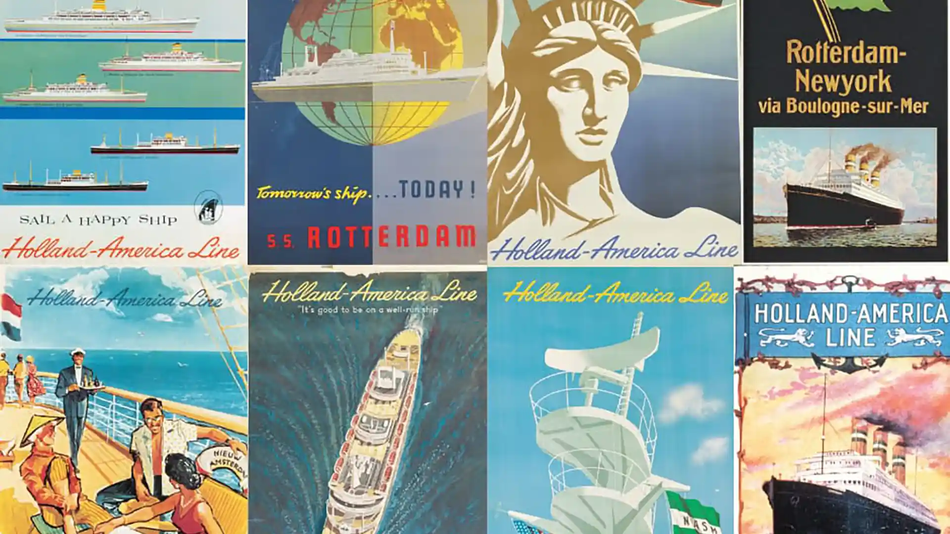 View of Holland America Line posters over the years.
