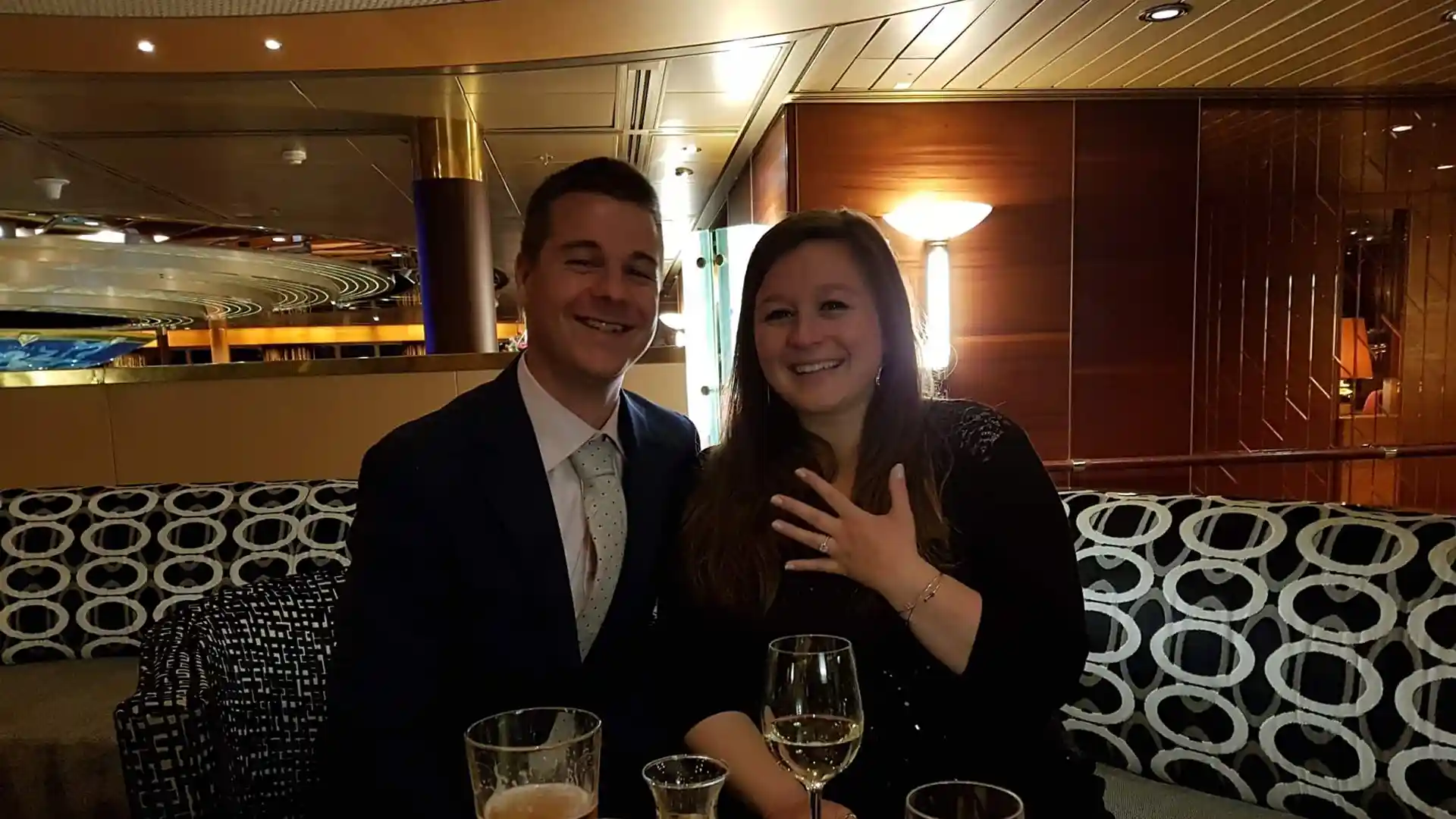 Annie Pieter Engagement on Cruise Vacation View of couple after they got engaged on cruise.