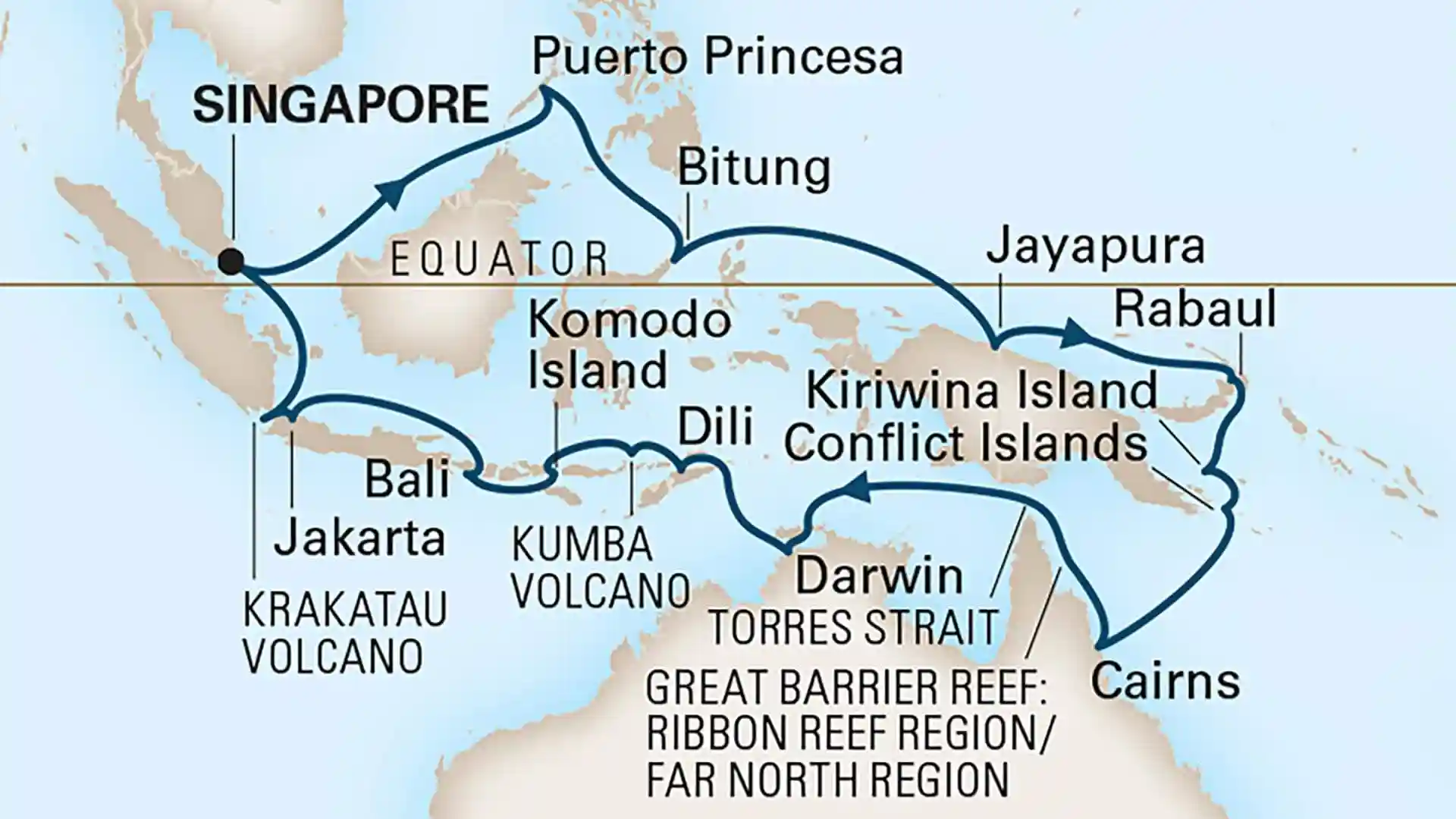 View of Holland America Line legendary voyage cruise itinerary map.