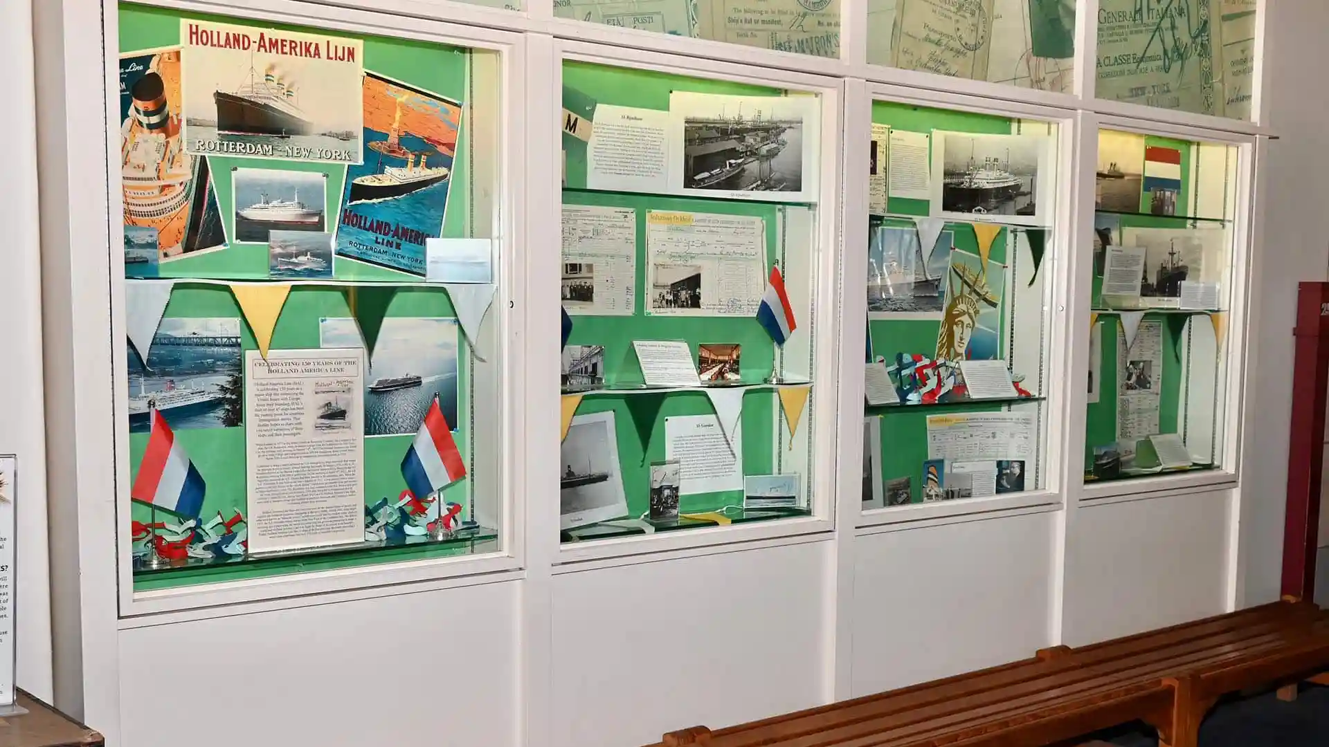 Holland America Line Exhibit at Ellis Island Holland America Line history displayed at Ellis Island exhibit.