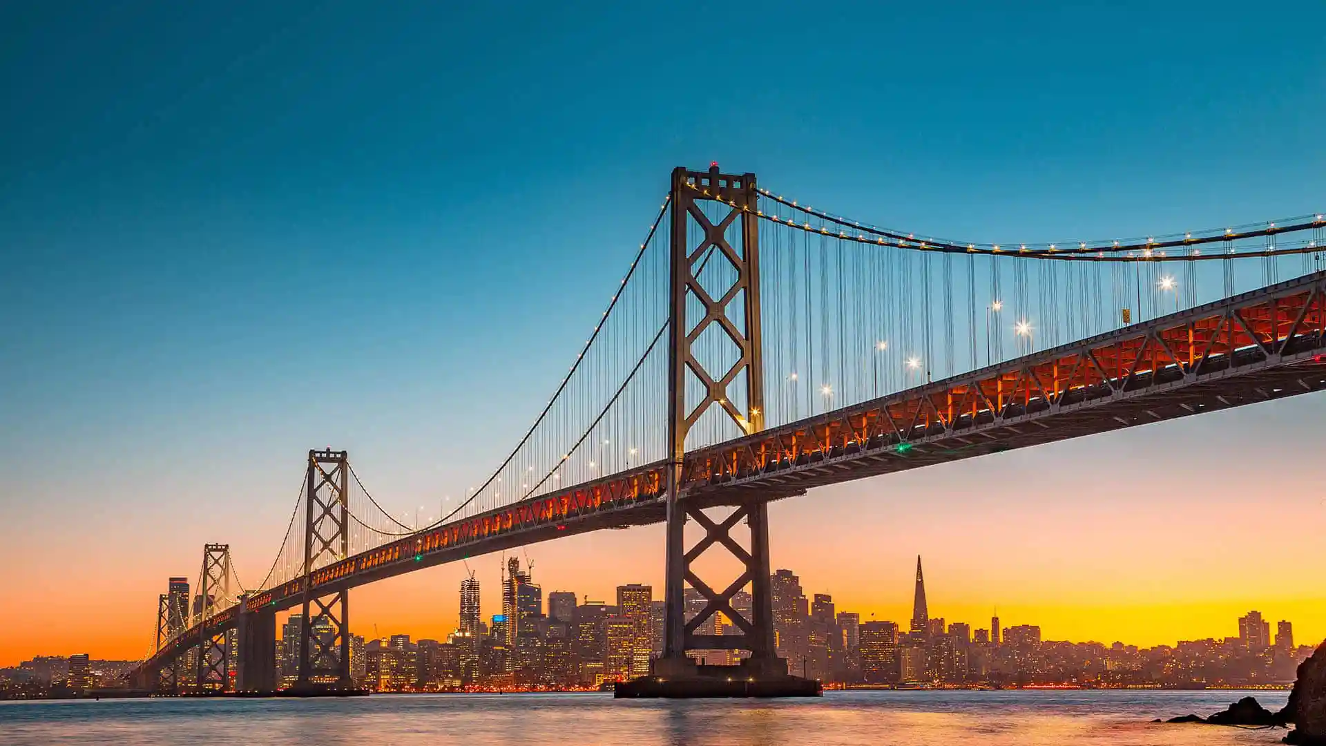 Golden Gate Bridge at sunset in San Francisco.