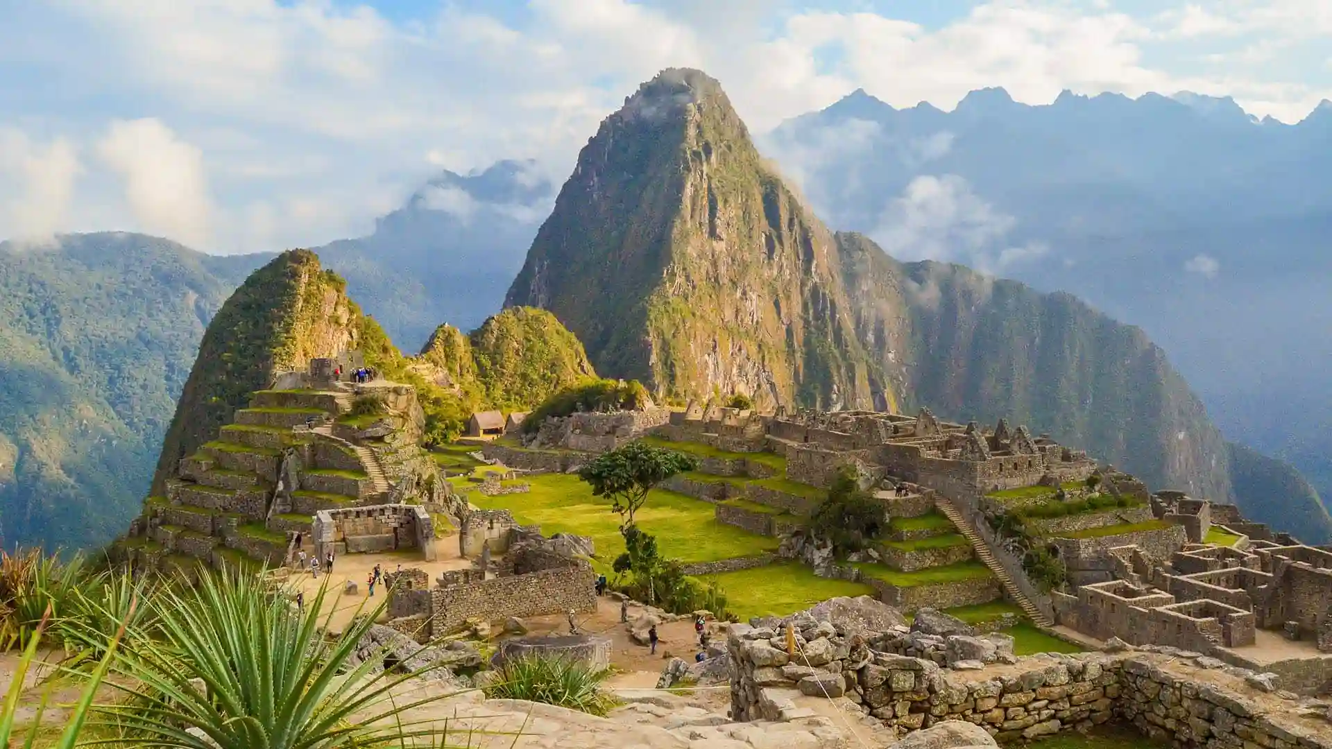 View of Machu Picchu, a UNESCO World Heritage Site, in South America.