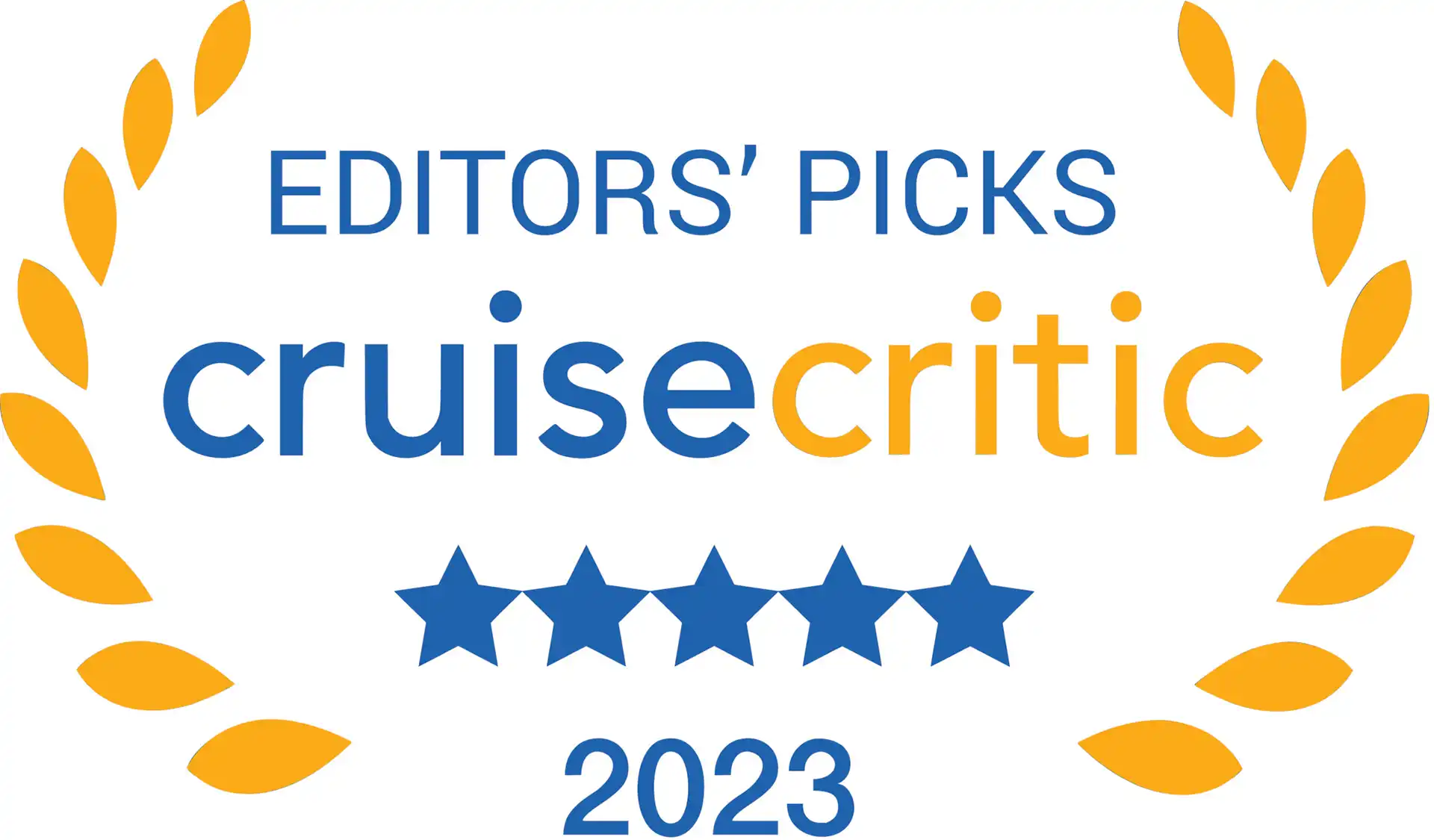 Cruise Critic Editor's Picks logo in orange and blue, recognizing Holland America Line for the 2023 Best Service Award.