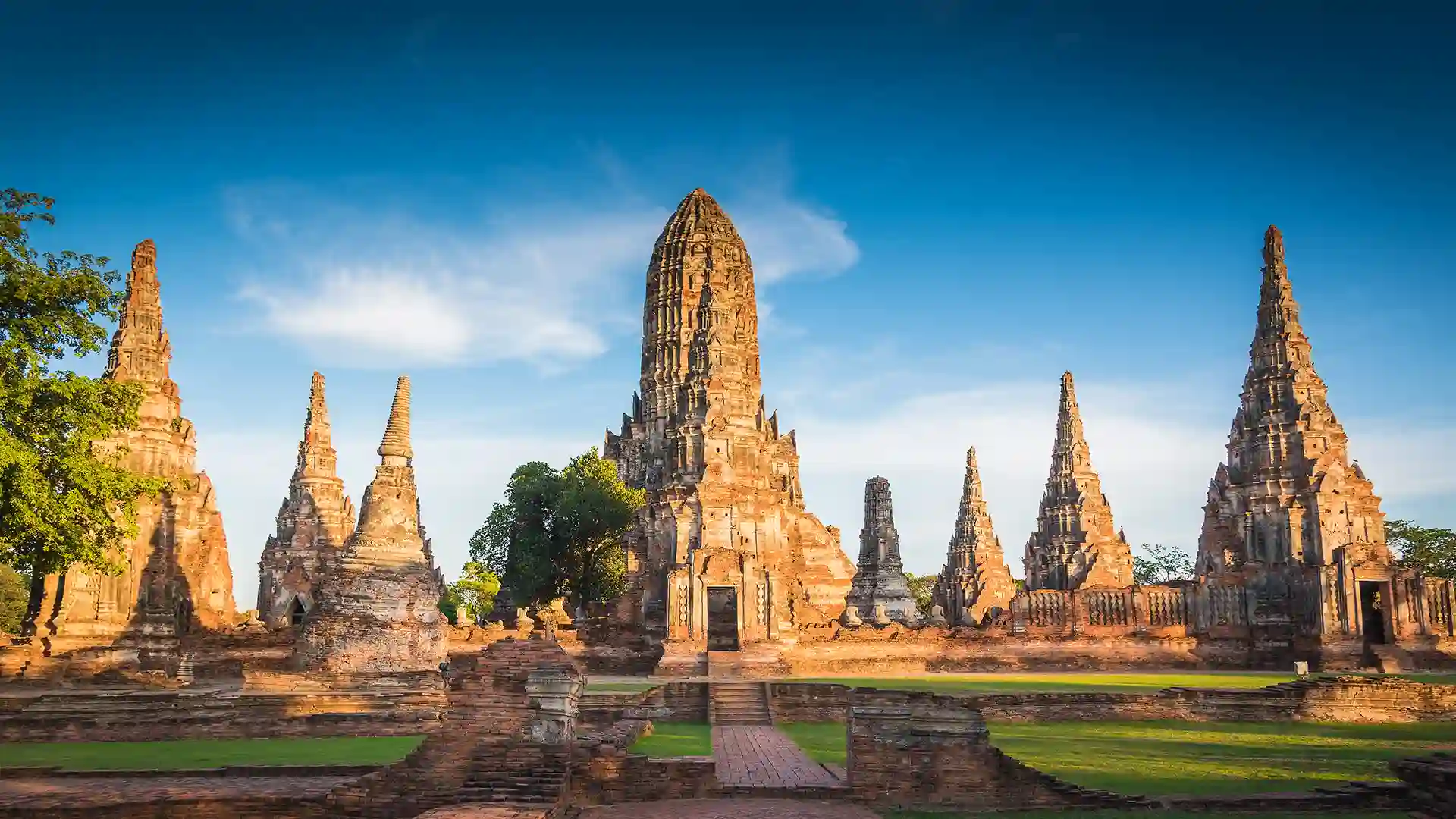 Ancient sites in Ayutthaya, the ancient capital of Thailand.