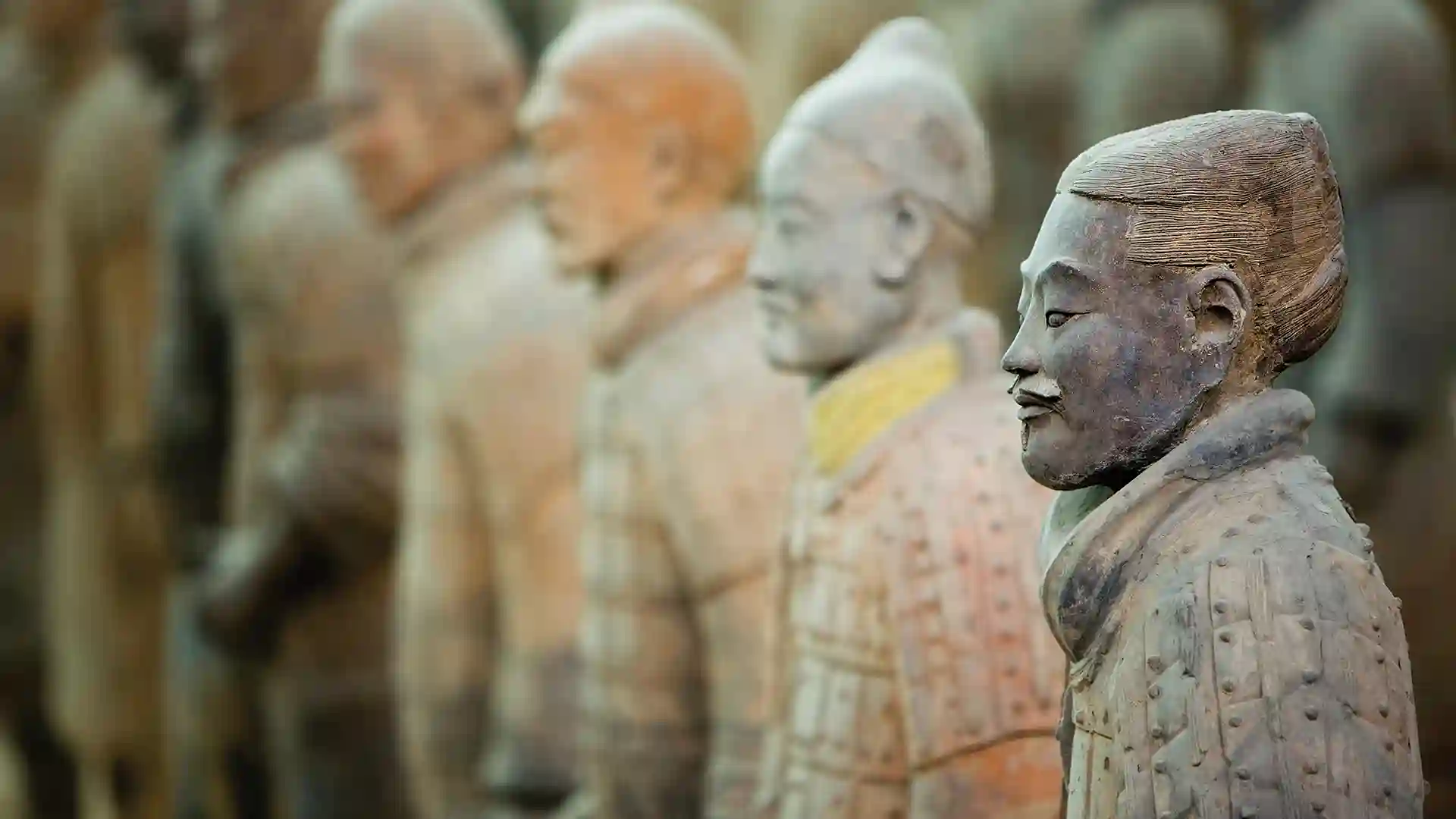 View of the terra-cotta warriors in Xi’an.