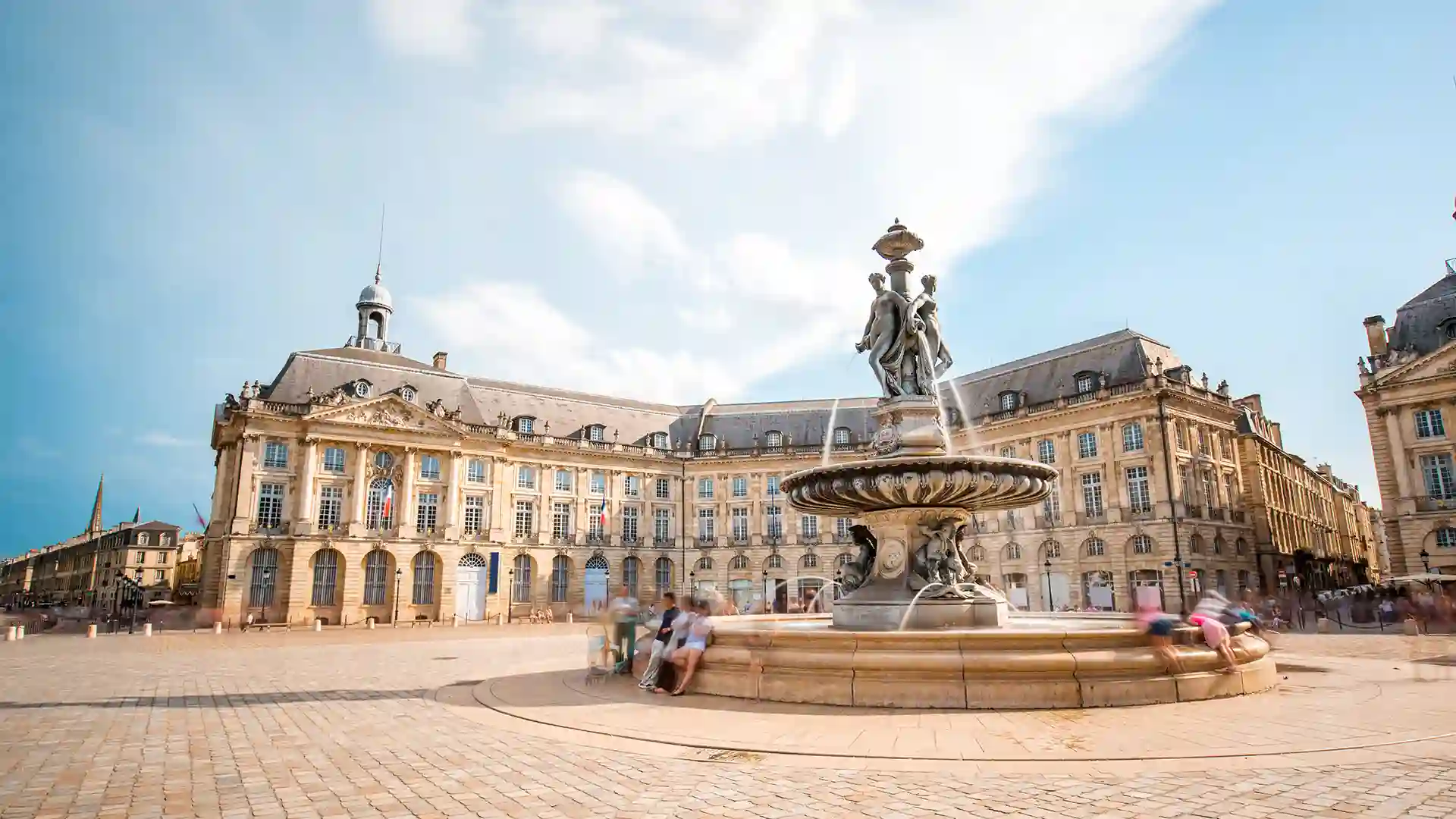 Bordeaux, France View of landmark and fountain in Bordeaux, France.