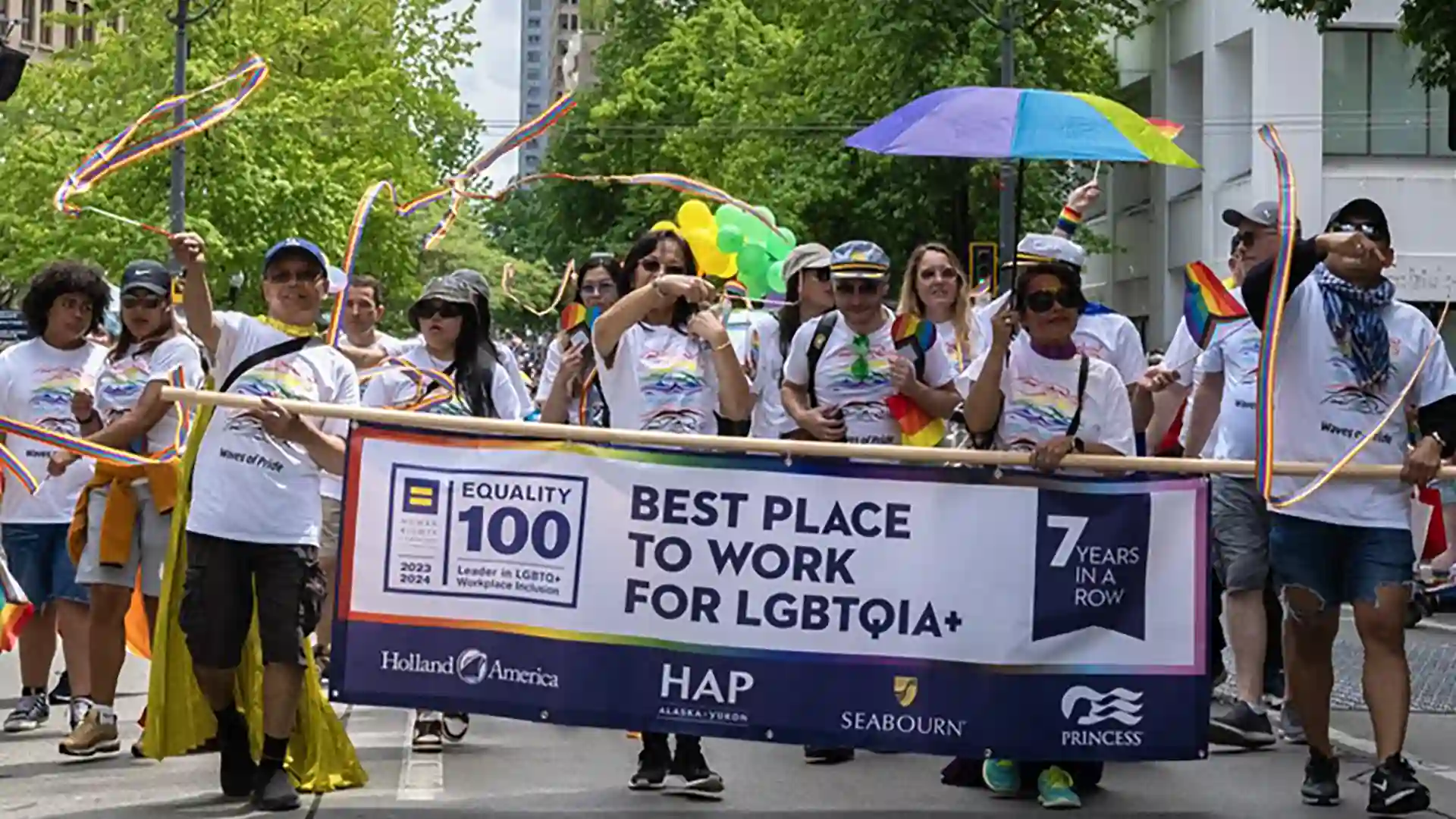 Holland America Line Team at Seattle Pride Parade View of Holland America Line employees and friends at Seattle's Pride Parade.