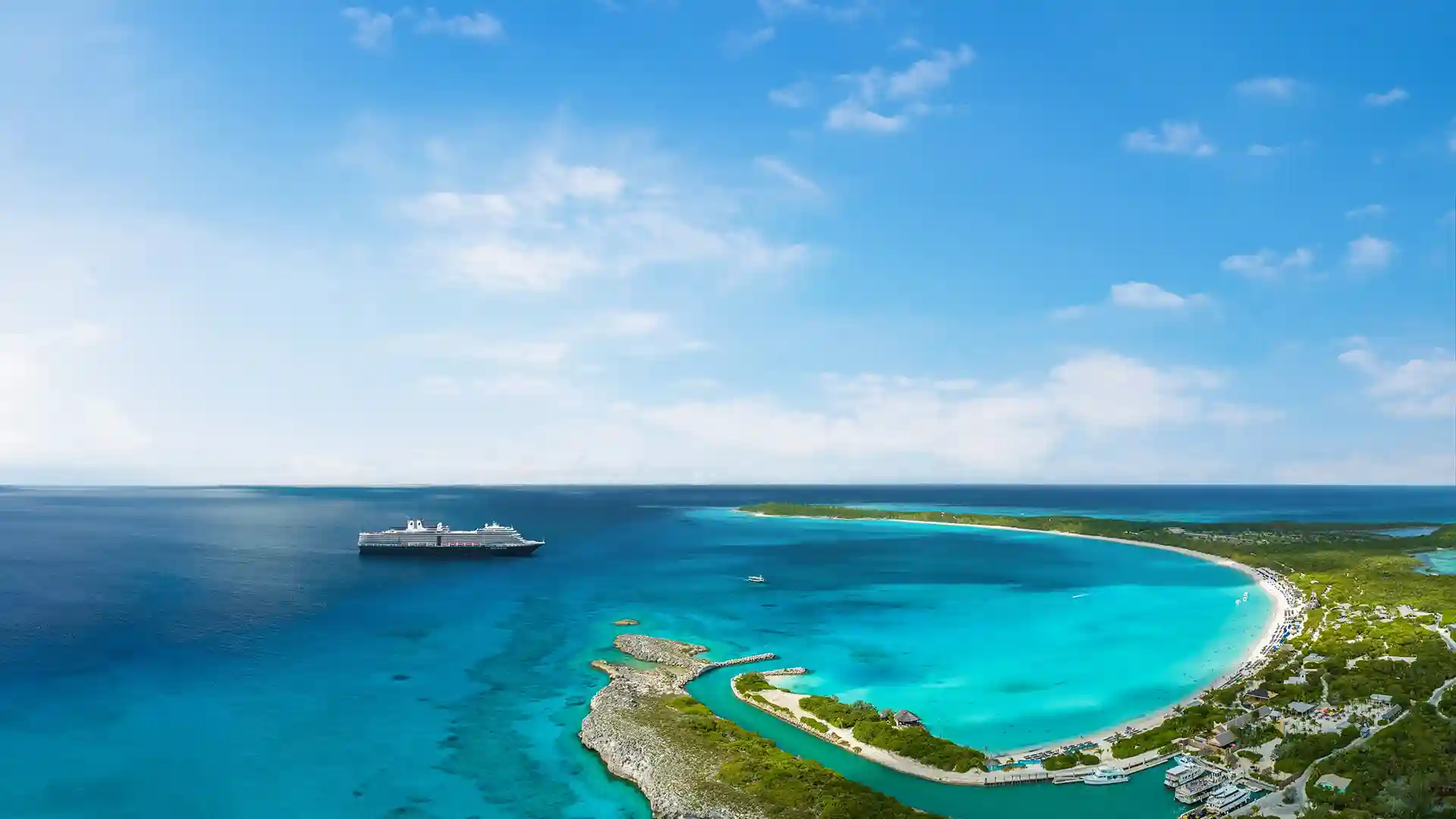 Half Moon Cay, Eastern Caribbean View of Half Moon Cay, an island in the Bahamas.