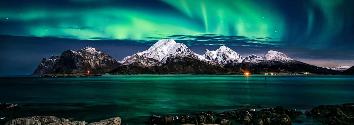 Northern lights visible from the North Atlantic ocean. opens a dialog