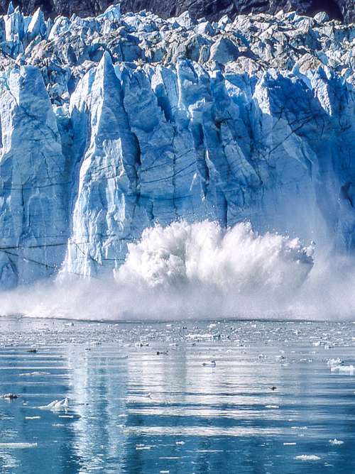 View of calving glacier on Alaska cruise