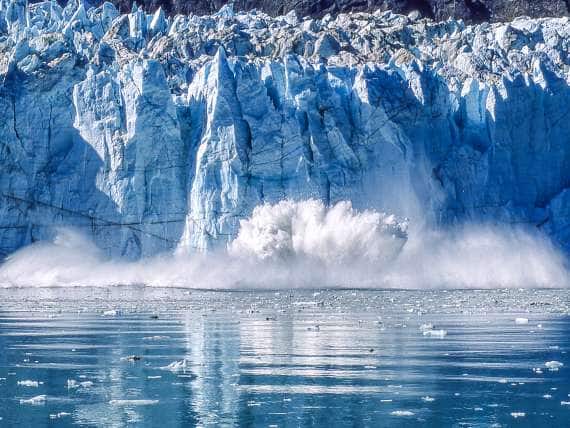 View of calving glacier on Alaska cruise