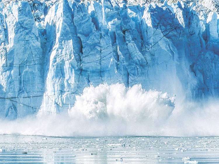Glacial ice calving in Glacier Bay, Alaska
