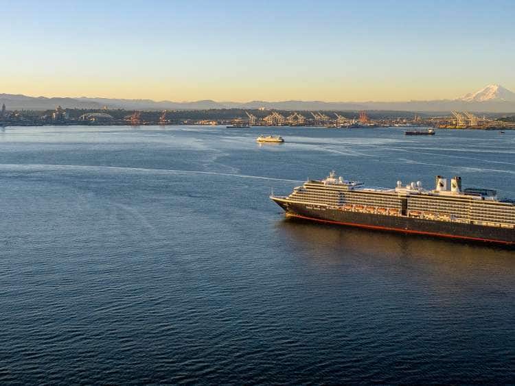 Holland America ship crossing Elliot Bay in Seattle