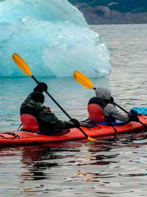 Kayaking in icy Prince William Sound near Whittier, Alaska