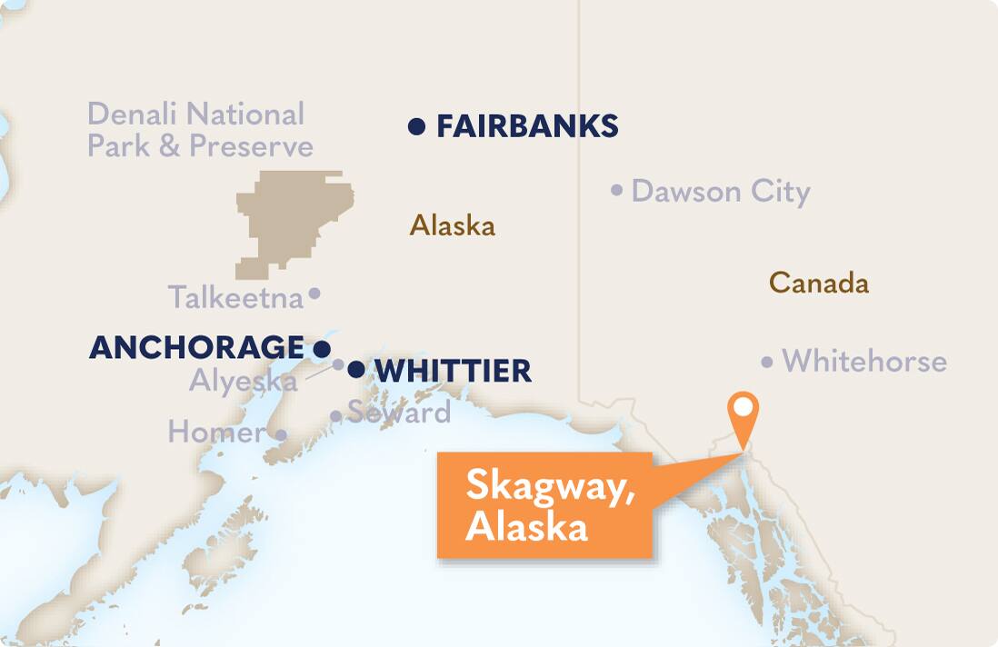 Map of Skagway, Alaska, and surrounding area