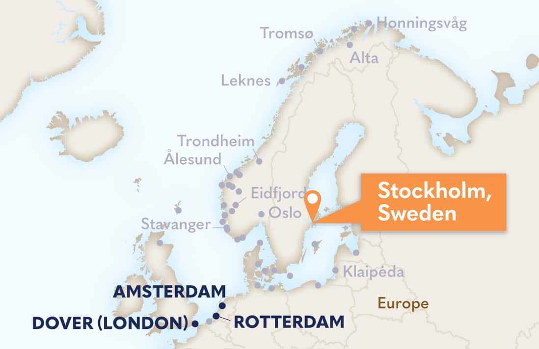 Map locating Stockholm, Sweden.