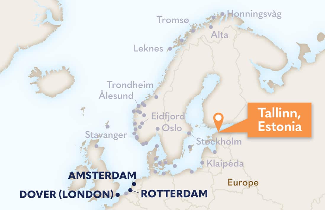 Map locating Tallinn, Estonia.