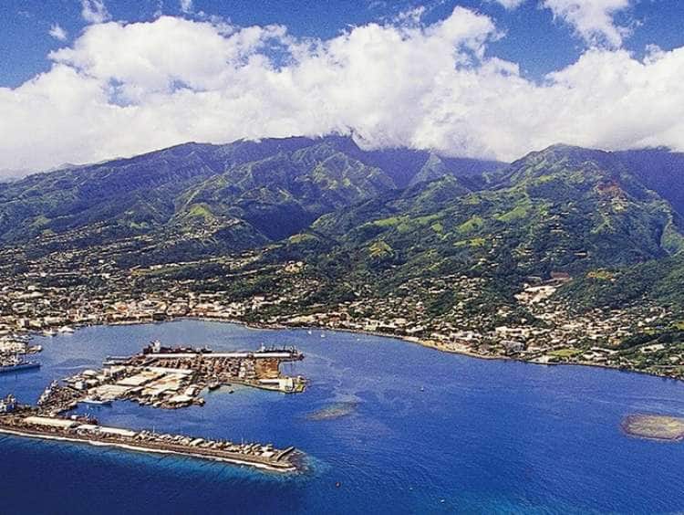 Aerial view of Papeete, French Polynesia on a Tahiti cruise