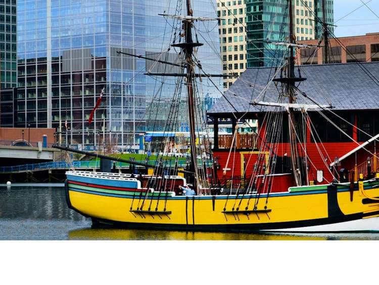Boston tea party ship seen on a Boston cruise shore excursion