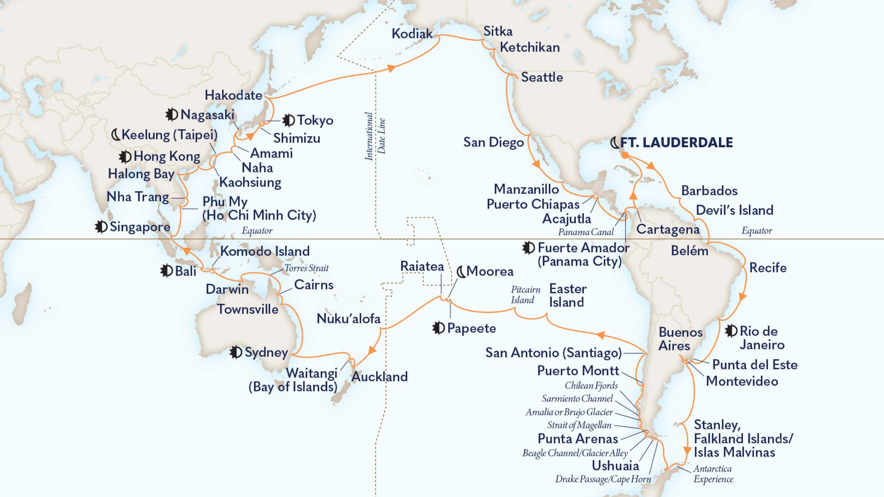 2026 Grand World Cruise Holland America Line C134 2026 Gwv Map 