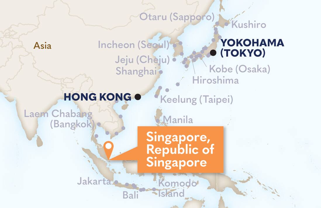 Map depicting Singapore port.