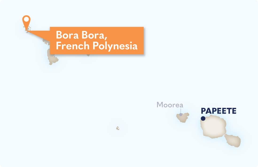 Map of Bora Bora, French Polynesia, and nearby Papeete