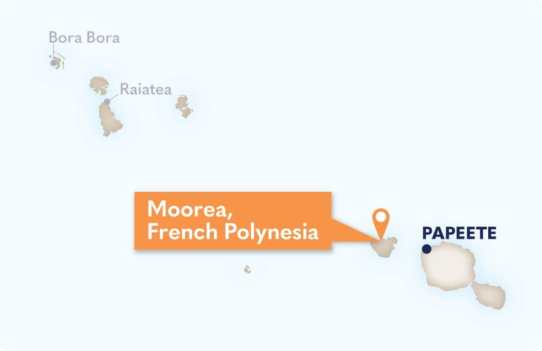 Map of Moorea, French Polynesia, and nearby Papeete