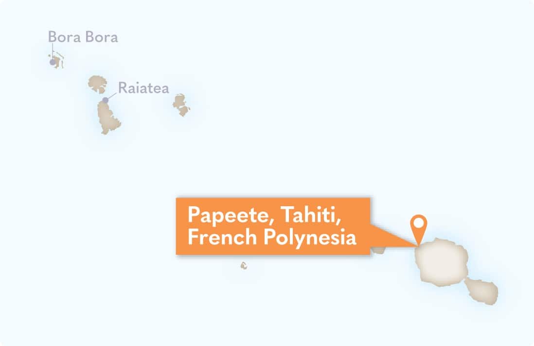 Map of Raiatea, French Polynesia, and nearby Raiatea and Bora Bora