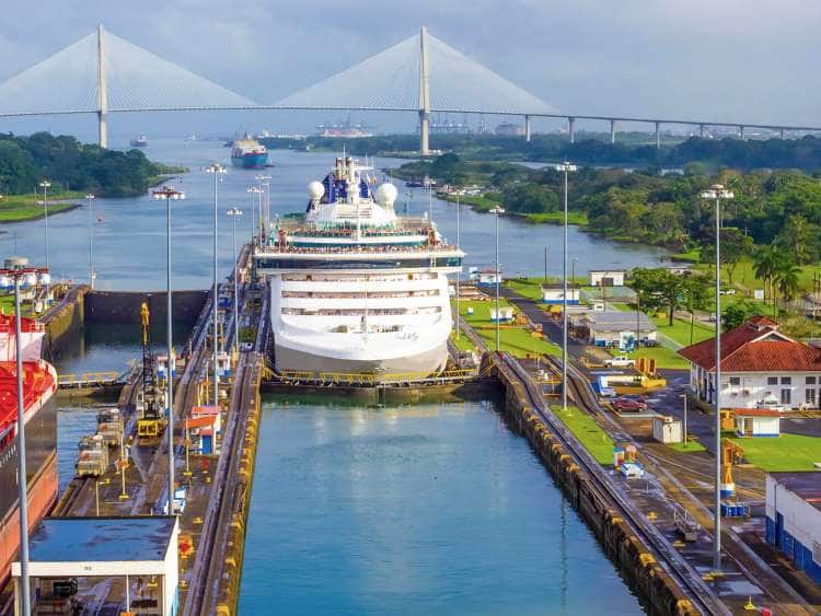 A view of the Panama Canal at Port Balboa
