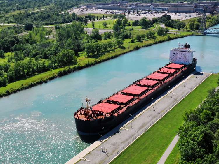The entrance to the Welland Canal near Port Colborne