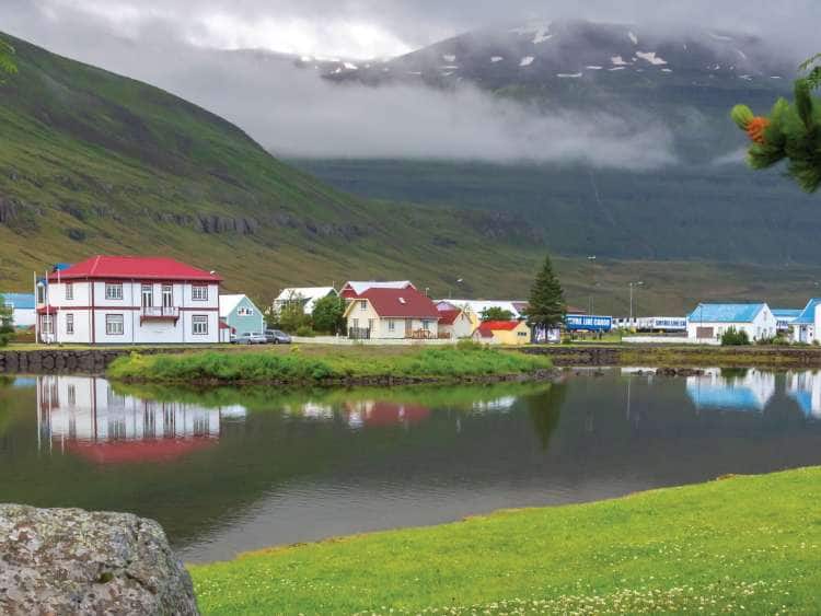 Panoramic view of Seydisfjordur town, Iceland