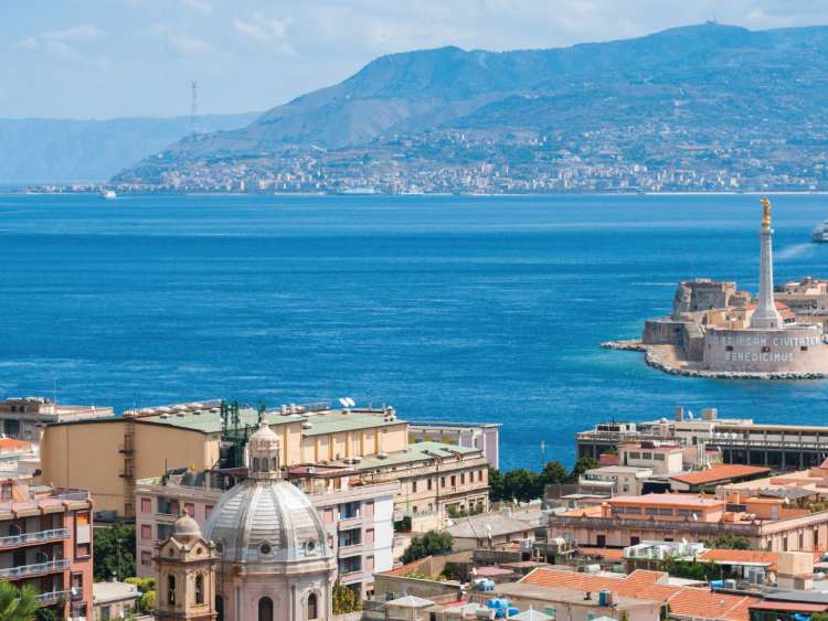 A view of cruising along the Strait of Messina, Italy.