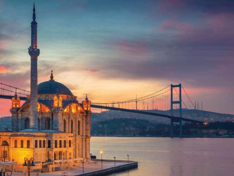 Ortakoy Mosque with the Bosphorus Bridge behind