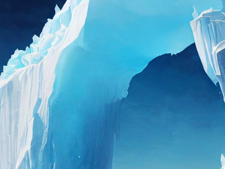 A view of an iceberg bridge in Antartica.