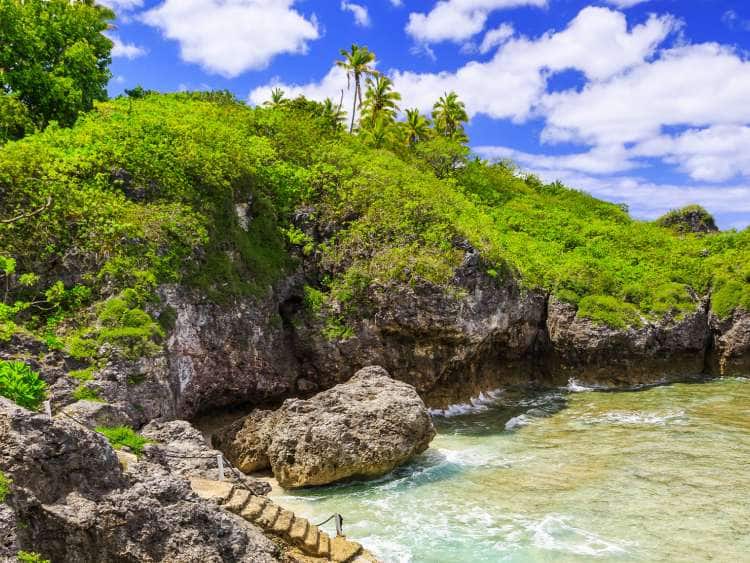 A view of the coastline of Port Alofi Niue.