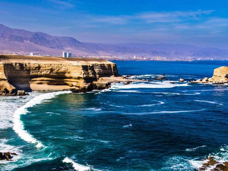 A view of the coastline along Port Antofagasta, Chile.