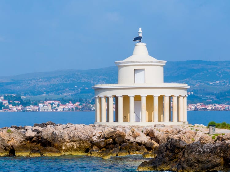 A view of a capitol building in Port Atgostoli Cephalonia Greece