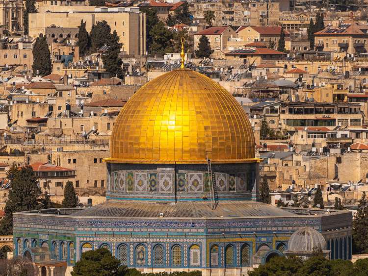 A view of the golden domed buildings in Port Ashdod Jerusalem Israel