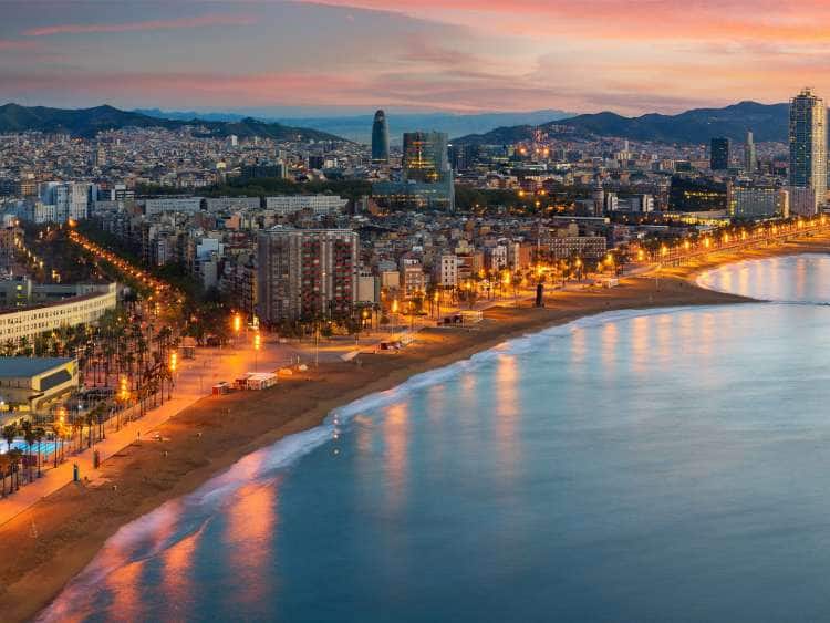 A coastal view of Port Barcelona Spain