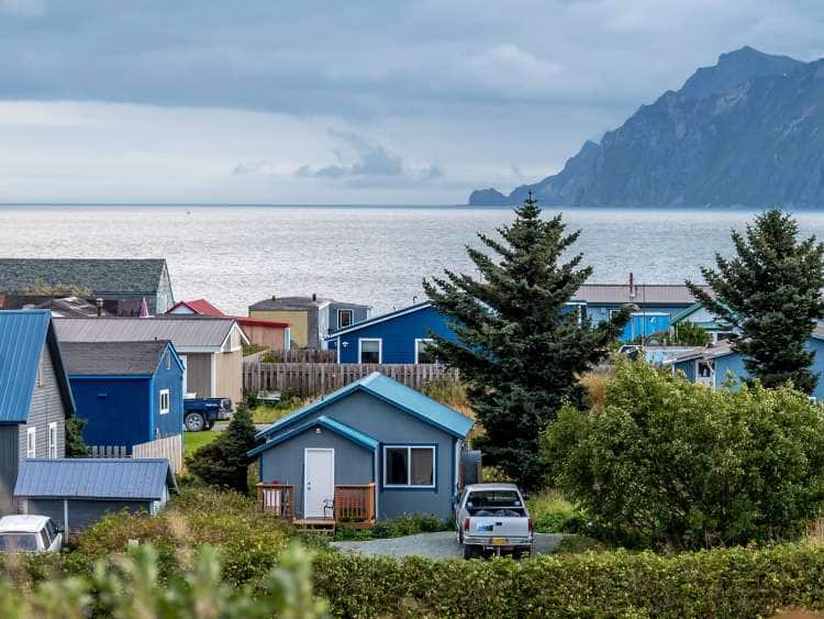 A sceneof houses in Port Dutch Harbor Alaska