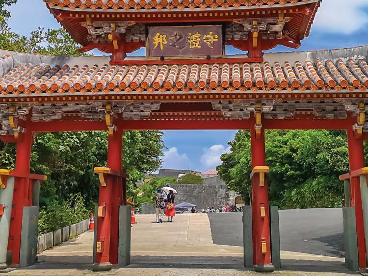 A temple archway in Port Naha Japan