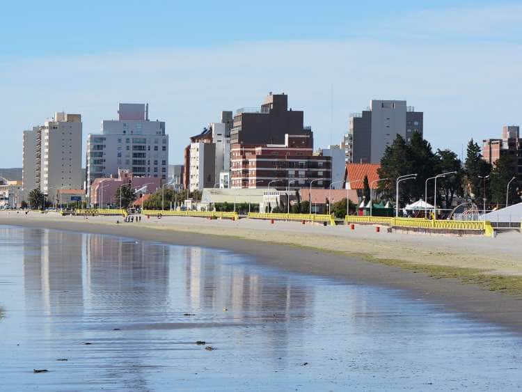 The view of the shoreline at Port Madryn in Argentina