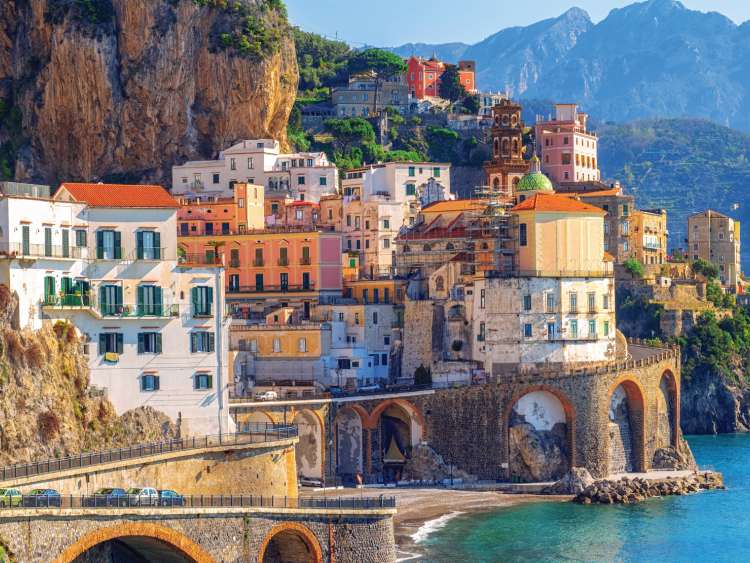 A view of Port Sorrento Italy from the sea