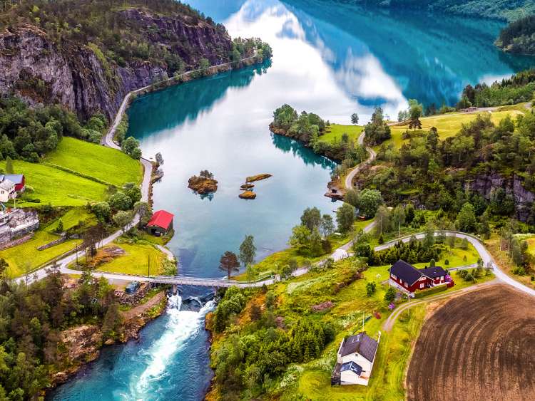 Aerial view of Norway natural landscape