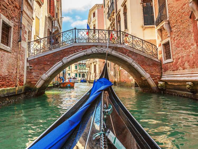 Going down on the canals in Port Venice Italy