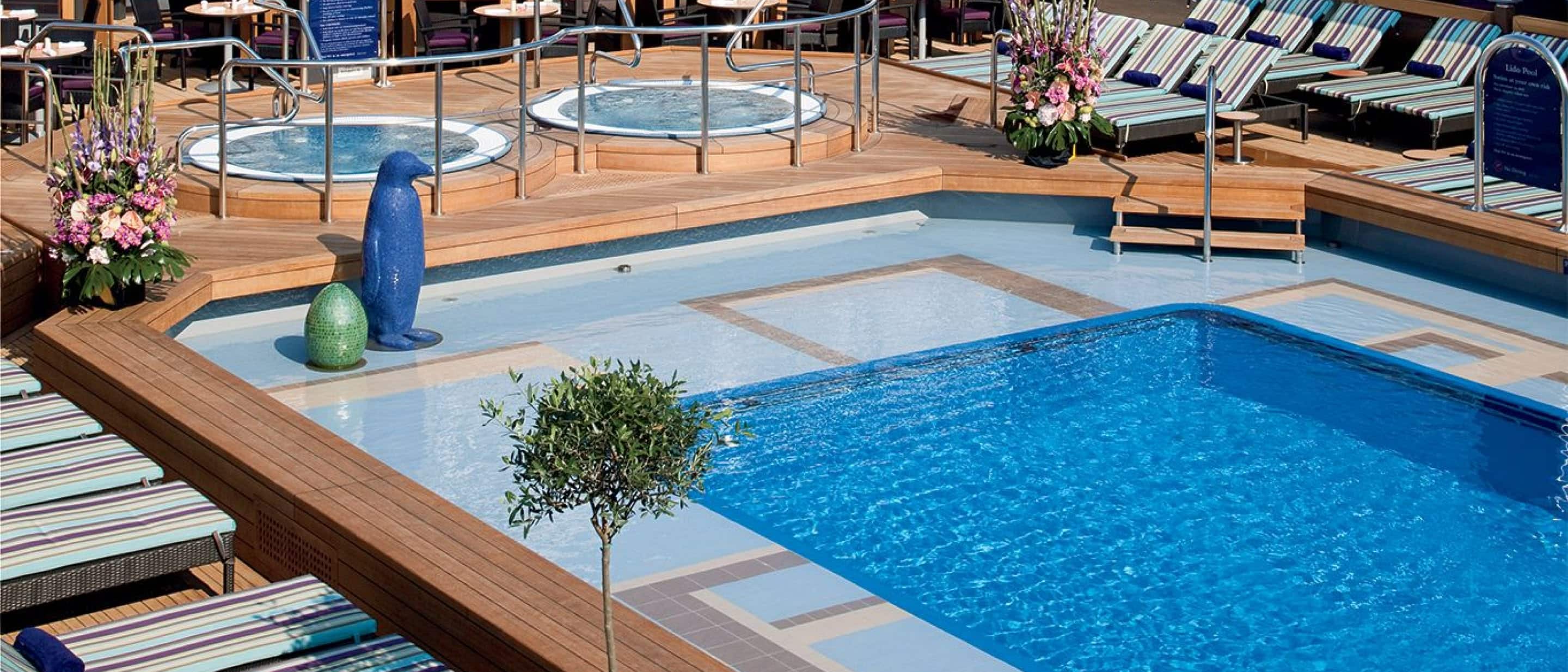 Lido Pool deck area aboard the Holland America Line ship.